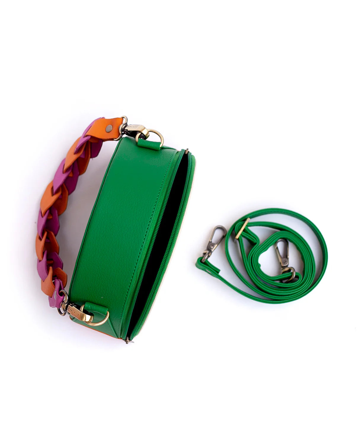 Cartera Roberta beige x verde Parchita