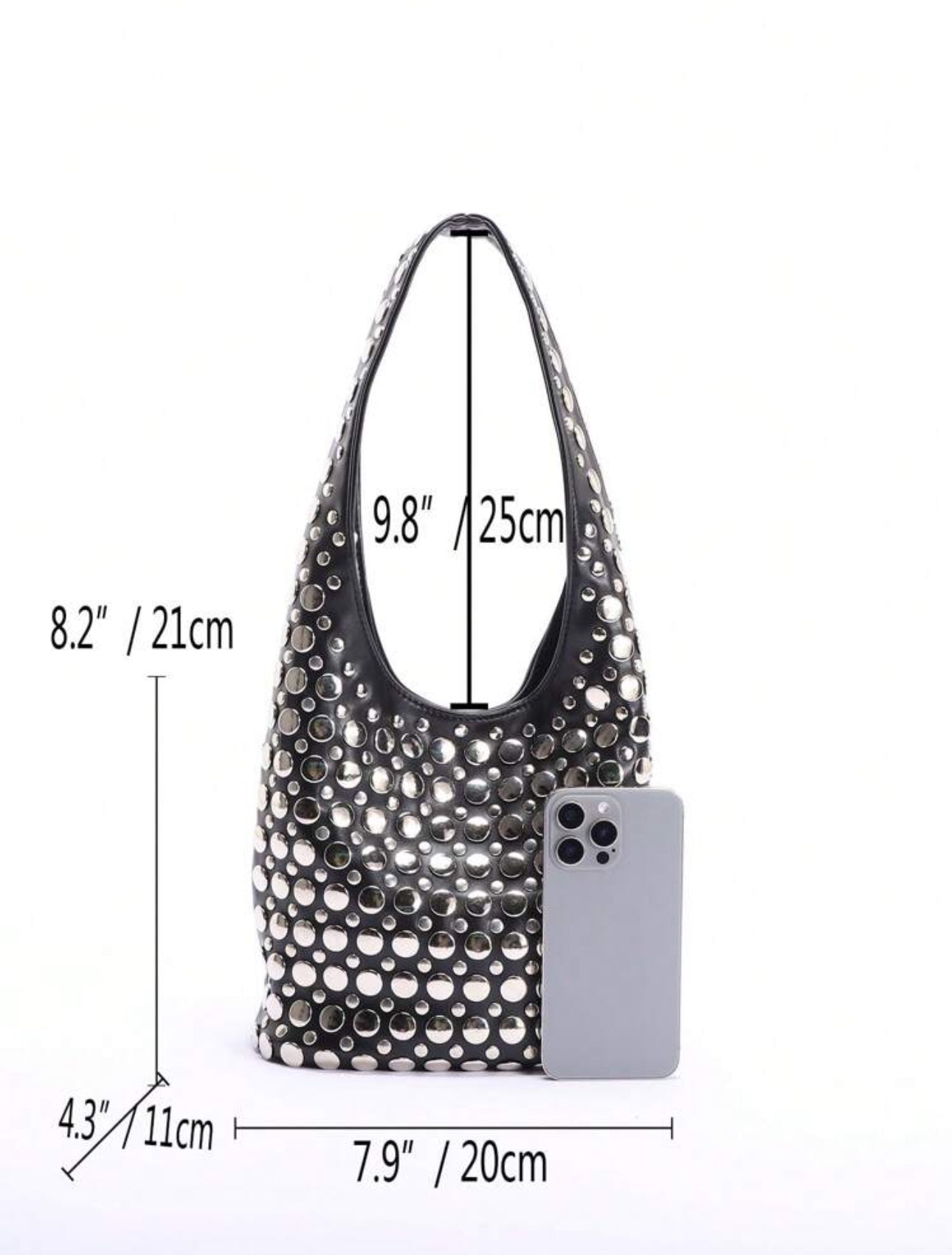 Bolso de tachuelas negro