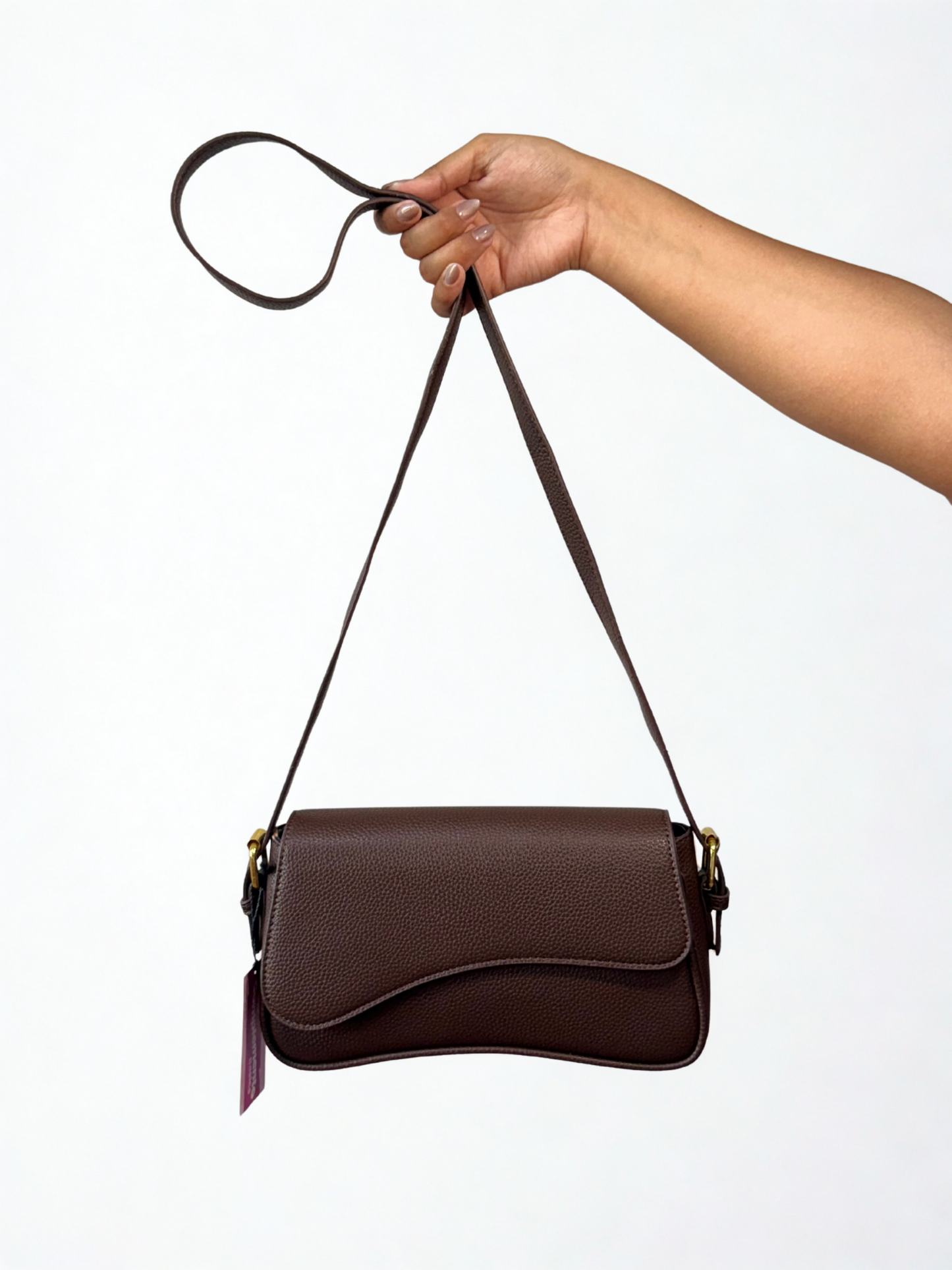 Cartera granulada marrón