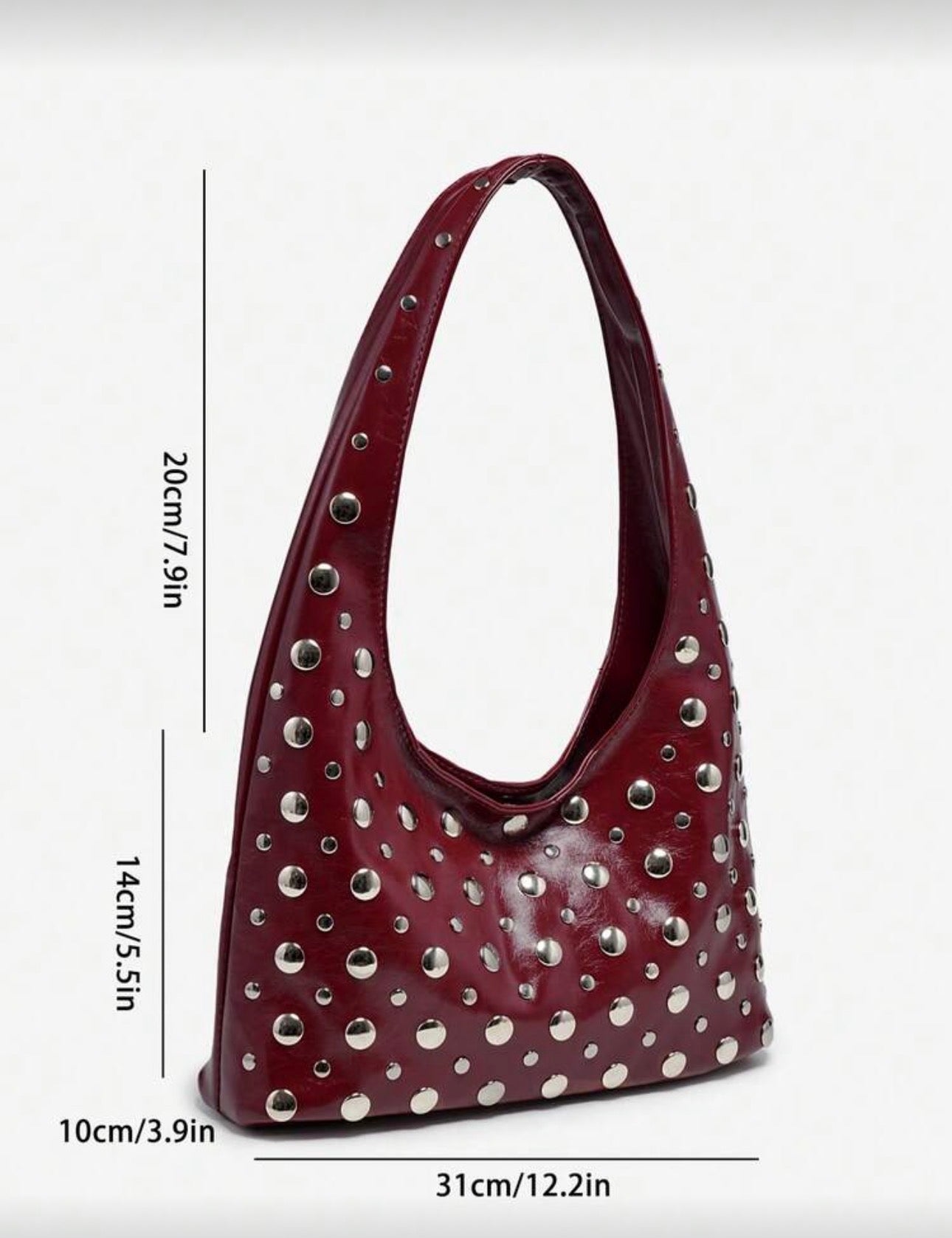 Cartera de tachuelas hobo roja
