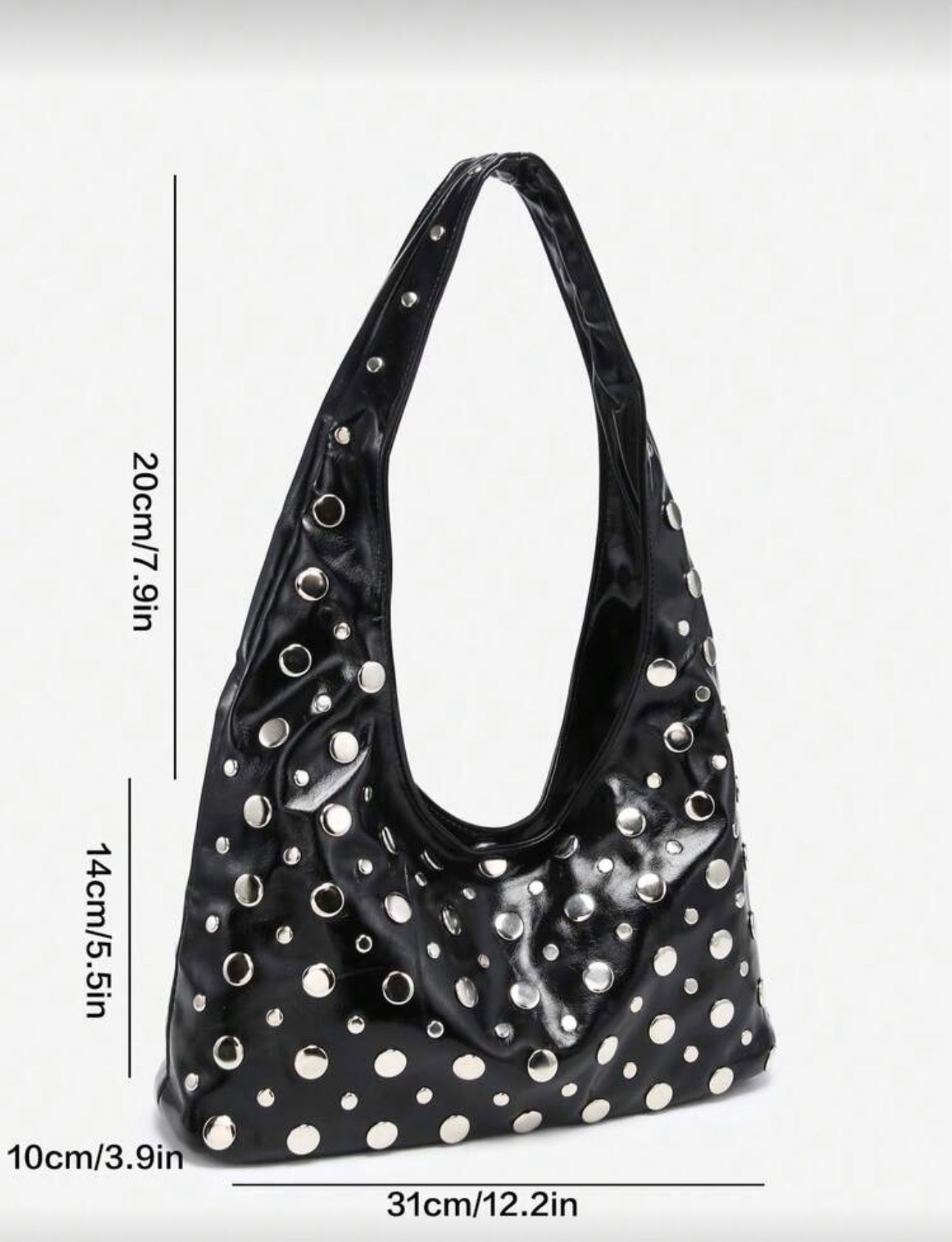 Cartera de tachuelas hobo negro